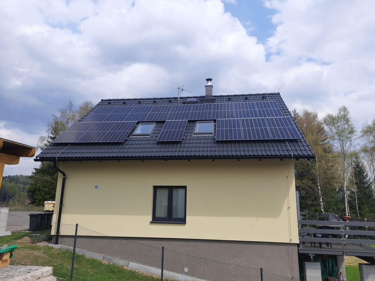 Fotovoltaická elektrárna na rodinném domě se zahradou